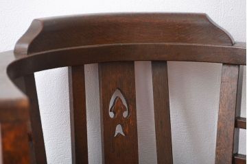 アンティーク家具　大正ロマン　ナラ材!アンティークアームチェア(回転イス)