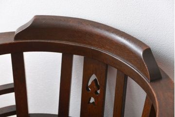 アンティーク家具　大正ロマン　ナラ材!アンティークアームチェア(回転イス)