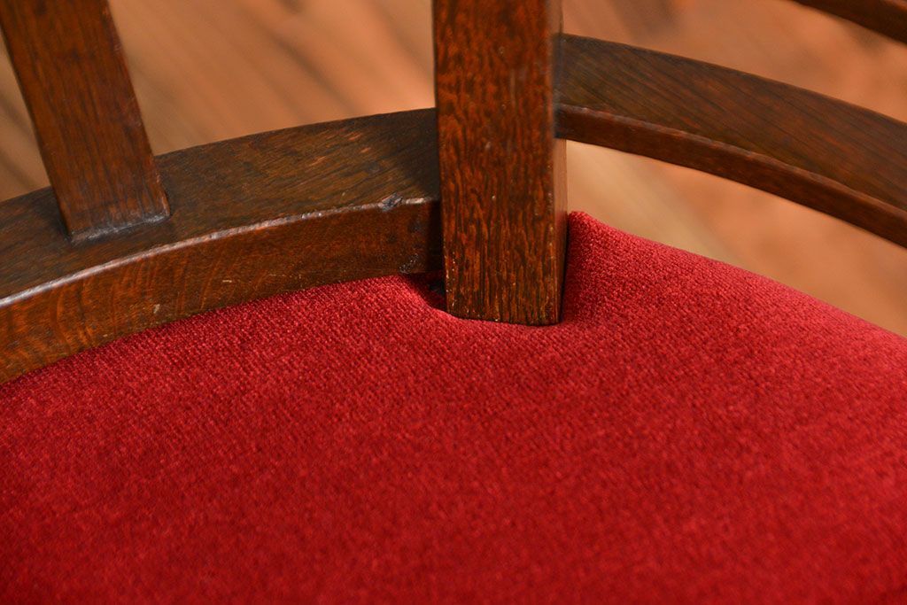 アンティーク家具　大正ロマン　ナラ材!アンティークアームチェア(回転イス)