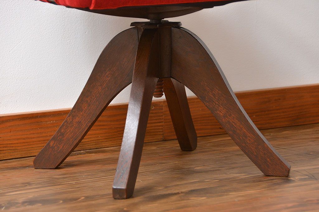 アンティーク家具　大正ロマン　ナラ材!アンティークアームチェア(回転イス)