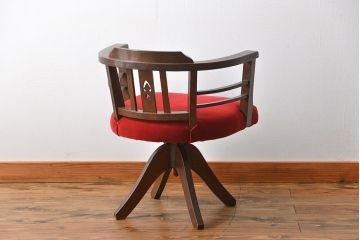 アンティーク家具　大正ロマン　ナラ材!アンティークアームチェア(回転イス)