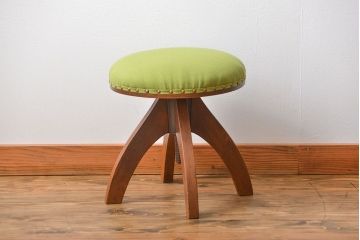 レトロ家具　アンティーク　レトロでかわいい回転スツール(丸椅子)