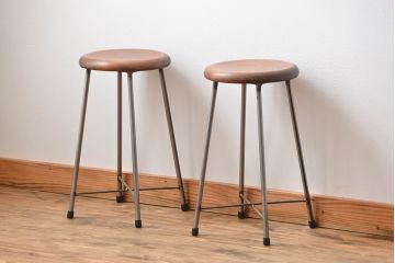 ラフジュ工房オリジナル　アイアンスツール2脚セット(1)(椅子)