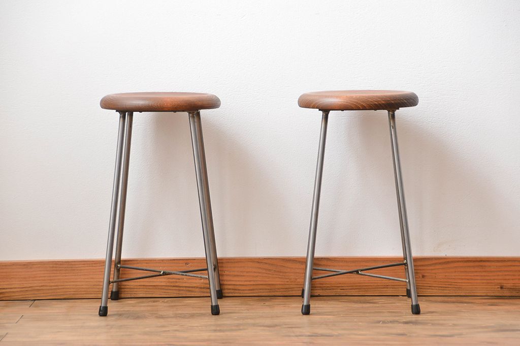 ラフジュ工房オリジナル　アイアンスツール2脚セット(1)(椅子)