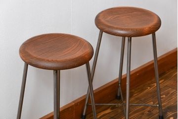 ラフジュ工房オリジナル　アイアンスツール2脚セット(1)(椅子)