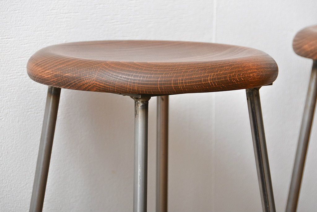 ラフジュ工房オリジナル　アイアンスツール2脚セット(1)(椅子)