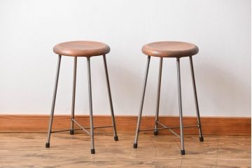 ラフジュ工房オリジナル　アイアンスツール2脚セット(1)(椅子)