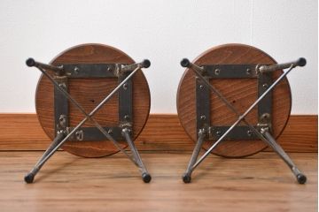 ラフジュ工房オリジナル　アイアンスツール2脚セット(1)(椅子)