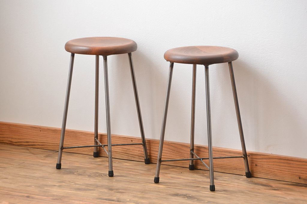 ラフジュ工房オリジナル　アイアンスツール2脚セット(2)(椅子)