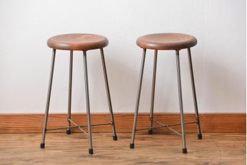 ラフジュ工房オリジナル　アイアンスツール2脚セット(2)(椅子)