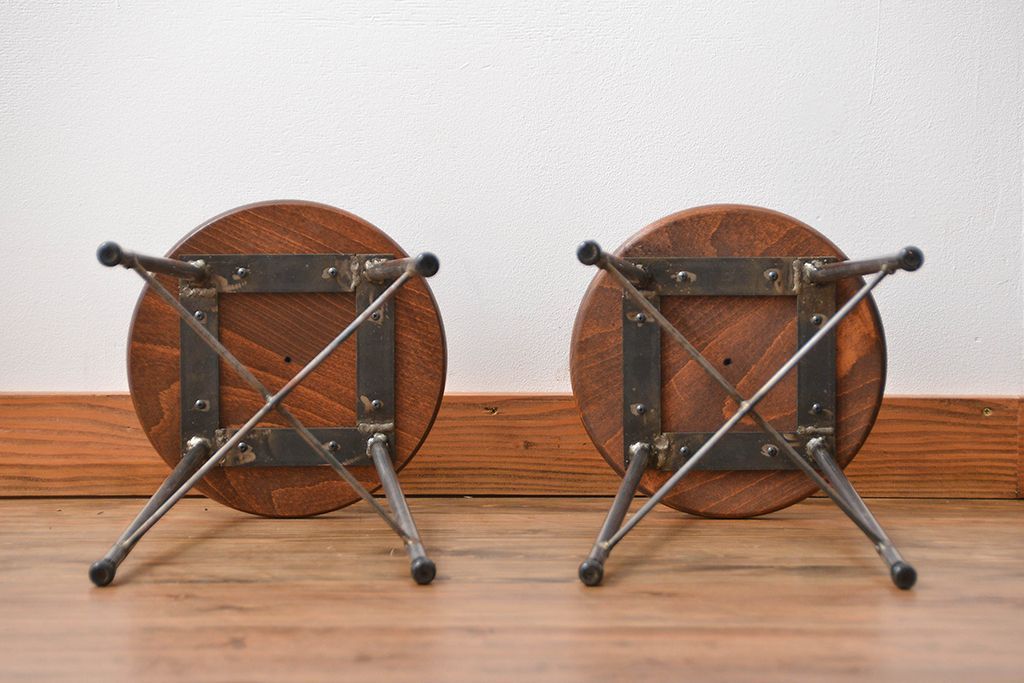 ラフジュ工房オリジナル　アイアンスツール2脚セット(2)(椅子)