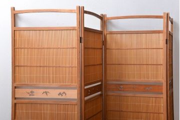 アンティーク雑貨　昭和レトロ　作りの良い4連衝立て(パーテーション)