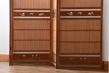 アンティーク雑貨　昭和レトロ　作りの良い4連衝立て(パーテーション)