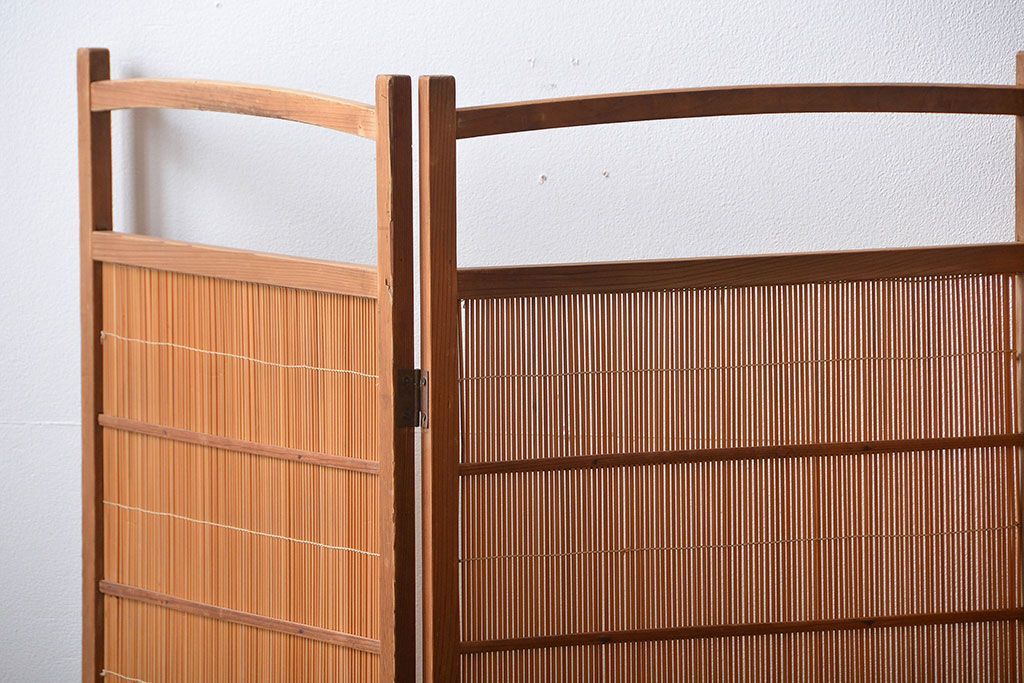 アンティーク雑貨　昭和レトロ　作りの良い4連衝立て(パーテーション)