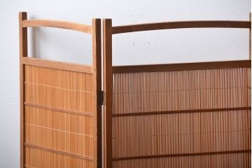 アンティーク雑貨　昭和レトロ　作りの良い4連衝立て(パーテーション)