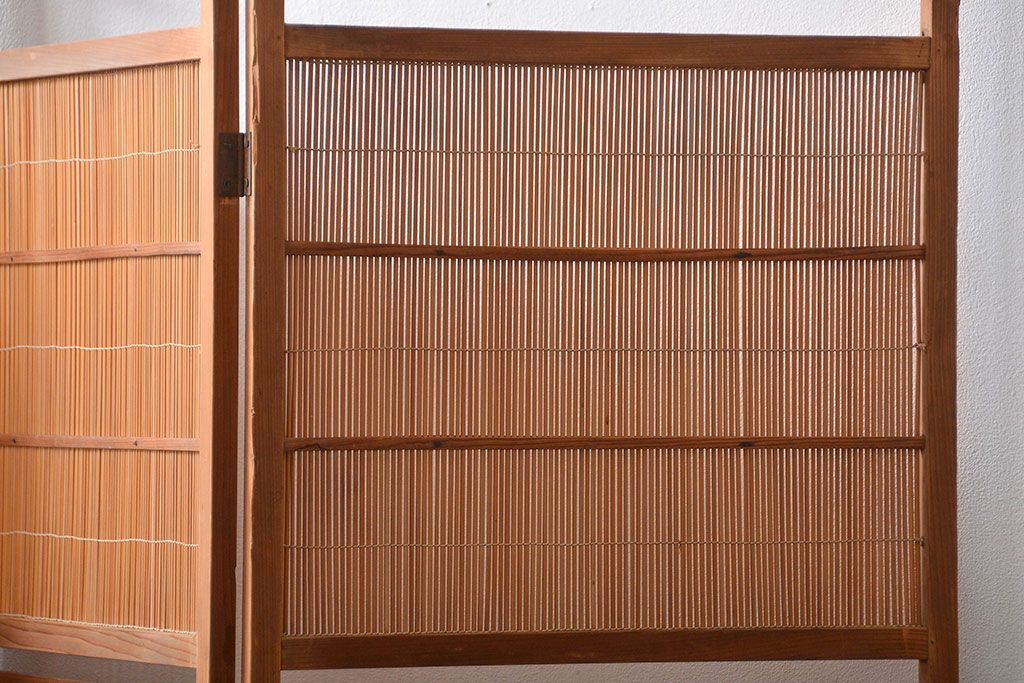 アンティーク雑貨　昭和レトロ　作りの良い4連衝立て(パーテーション)