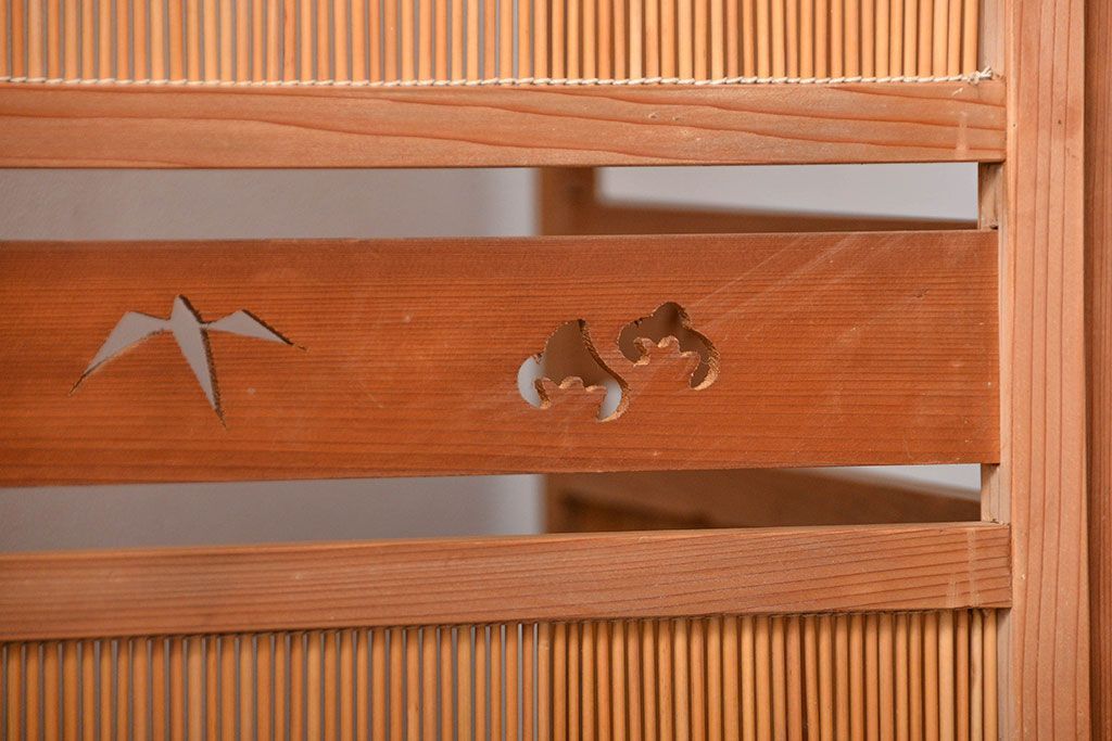 アンティーク雑貨　昭和レトロ　作りの良い4連衝立て(パーテーション)