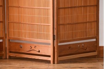 アンティーク雑貨　昭和レトロ　作りの良い4連衝立て(パーテーション)