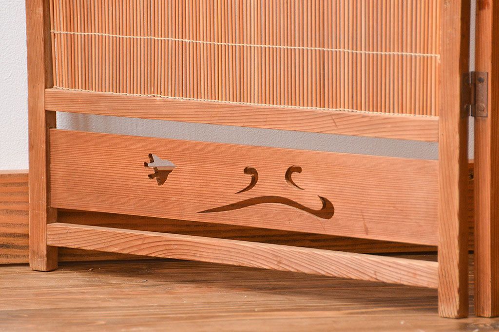 アンティーク雑貨　昭和レトロ　作りの良い4連衝立て(パーテーション)