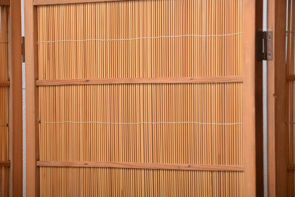 アンティーク雑貨　昭和レトロ　作りの良い4連衝立て(パーテーション)