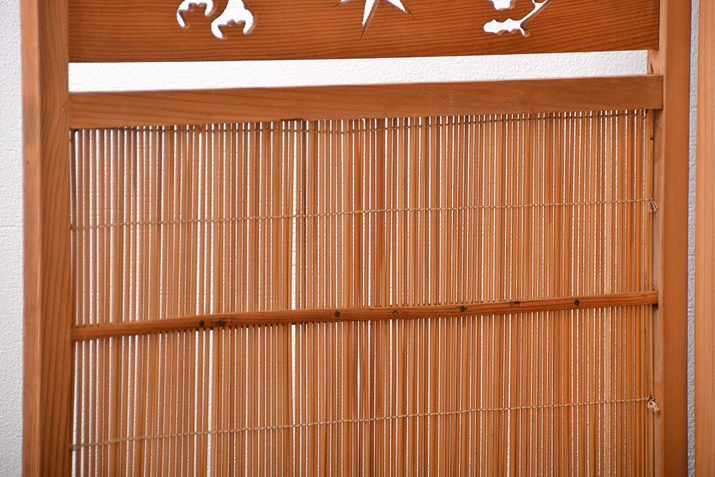 アンティーク雑貨　昭和レトロ　作りの良い4連衝立て(パーテーション)