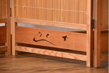 アンティーク雑貨　昭和レトロ　作りの良い4連衝立て(パーテーション)