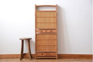 アンティーク雑貨　昭和レトロ　作りの良い4連衝立て(パーテーション)