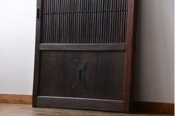 アンティーク 古い木の欅材の格子蔵戸(玄関戸)