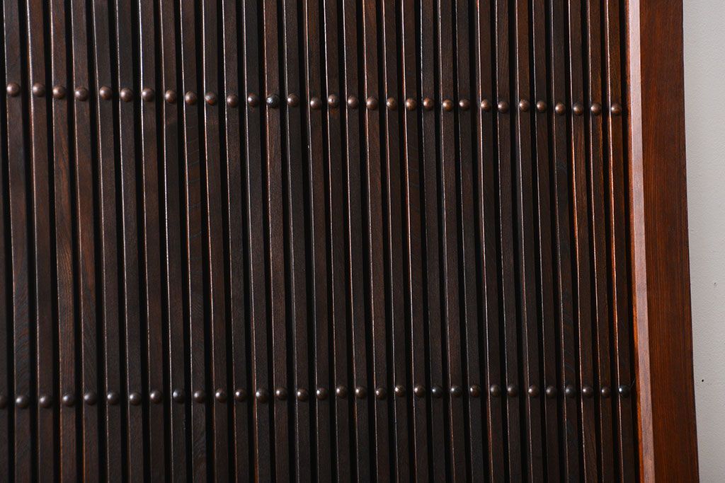 アンティーク 古い木の欅材の格子蔵戸(玄関戸)