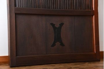 アンティーク 古い木の欅材の格子蔵戸(玄関戸)