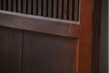 アンティーク 古い木の欅材の格子蔵戸(玄関戸)