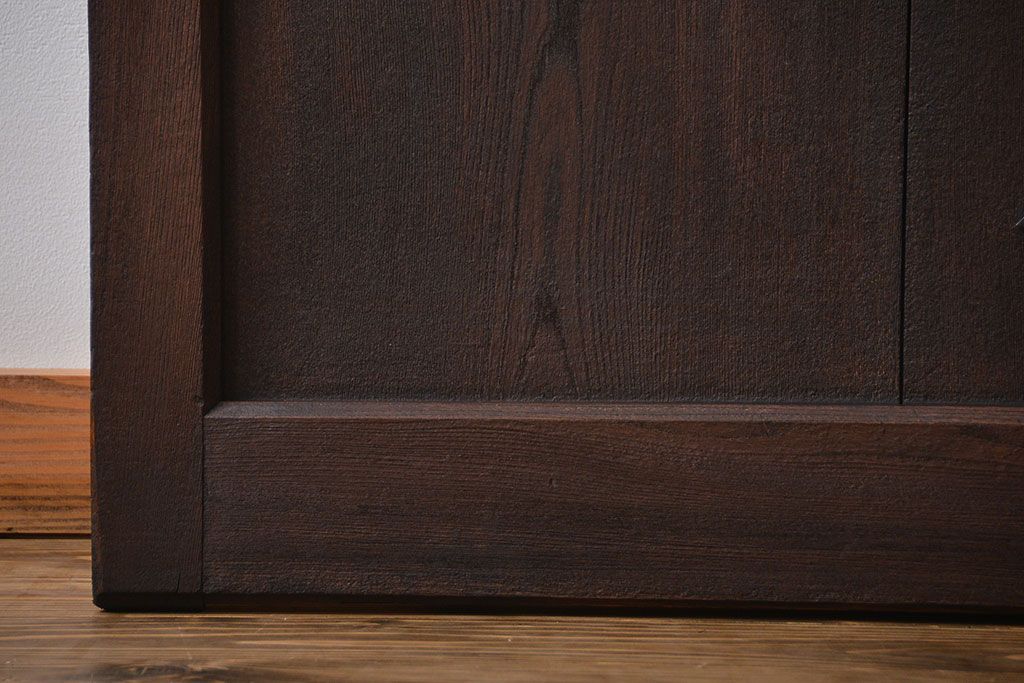 アンティーク 古い木の欅材の格子蔵戸(玄関戸)