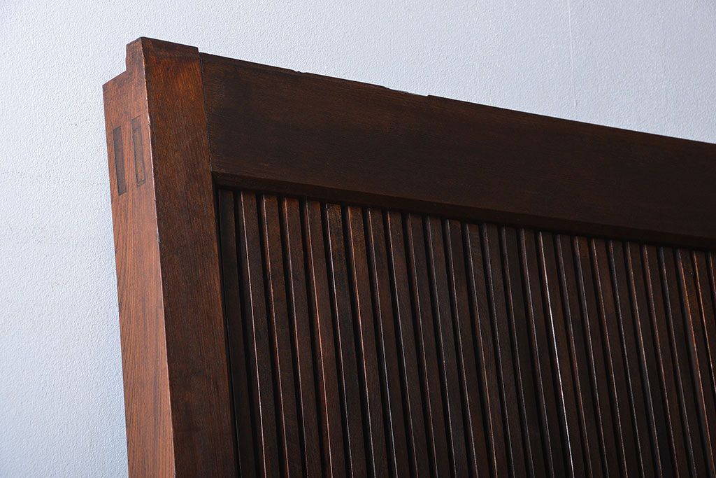 アンティーク 古い木の欅材の格子蔵戸(玄関戸)