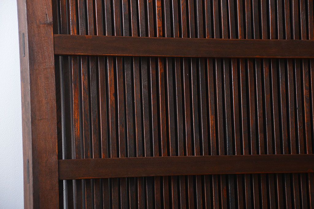 アンティーク 古い木の欅材の格子蔵戸(玄関戸)