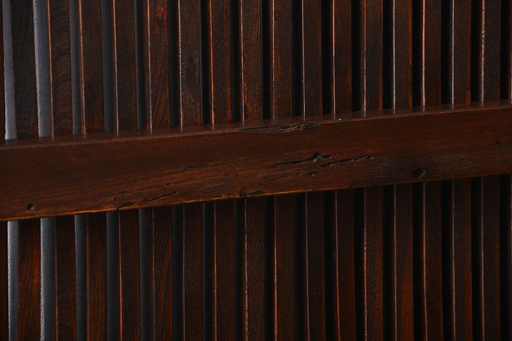 アンティーク 古い木の欅材の格子蔵戸(玄関戸)