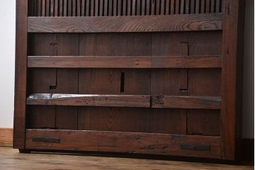 アンティーク 古い木の欅材の格子蔵戸(玄関戸)