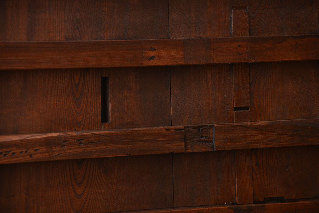 アンティーク 古い木の欅材の格子蔵戸(玄関戸)