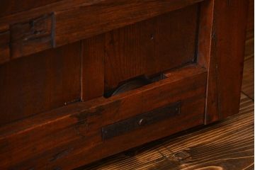 アンティーク 古い木の欅材の格子蔵戸(玄関戸)