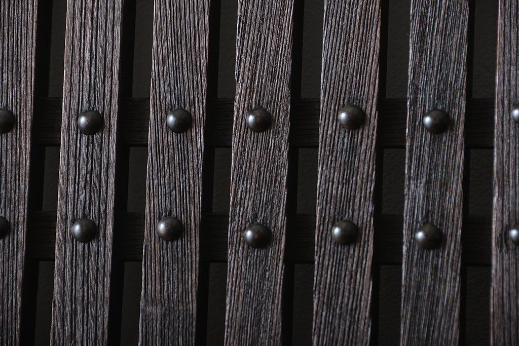 古民具・骨董　総欅材!格子蔵戸(引き戸、玄関戸)