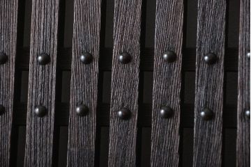 古民具・骨董　総欅材!格子蔵戸(引き戸、玄関戸)