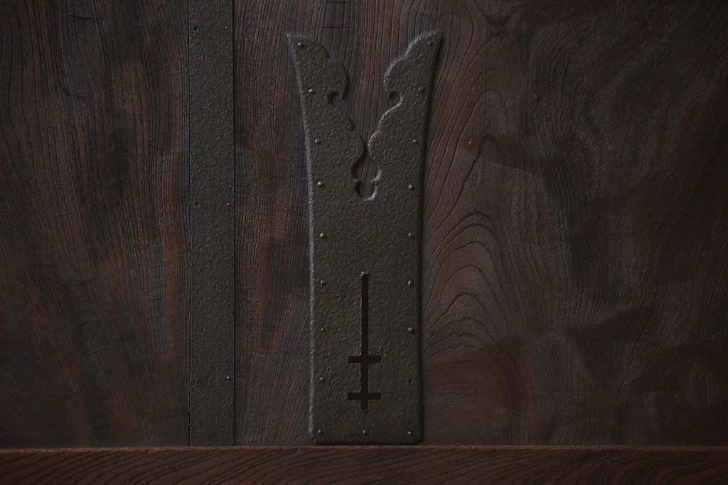 古民具・骨董　総欅材!格子蔵戸(引き戸、玄関戸)