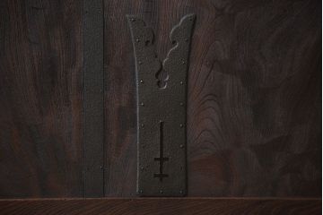 古民具・骨董　総欅材!格子蔵戸(引き戸、玄関戸)