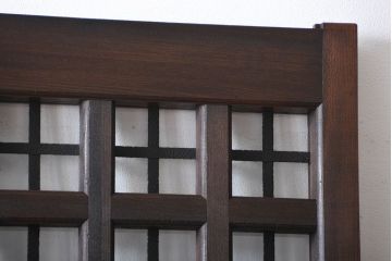 古民具・骨董　欅材の鉄帯付き格子蔵戸(ガラス入り)(玄関戸)