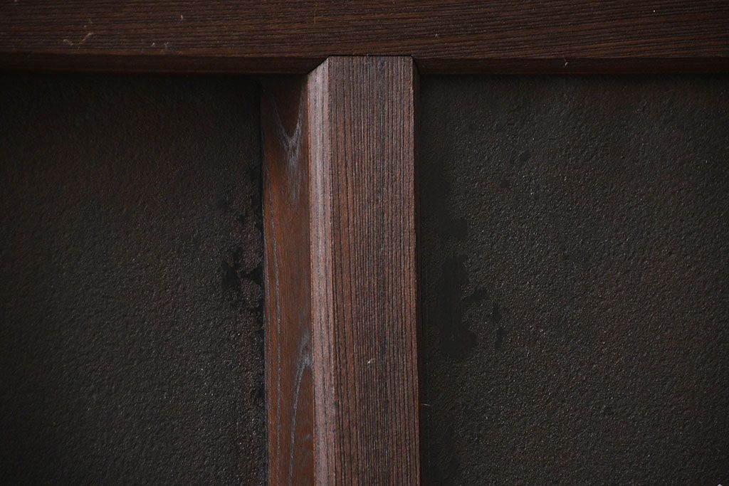 古民具・骨董　欅材の鉄帯付き格子蔵戸(ガラス入り)(玄関戸)