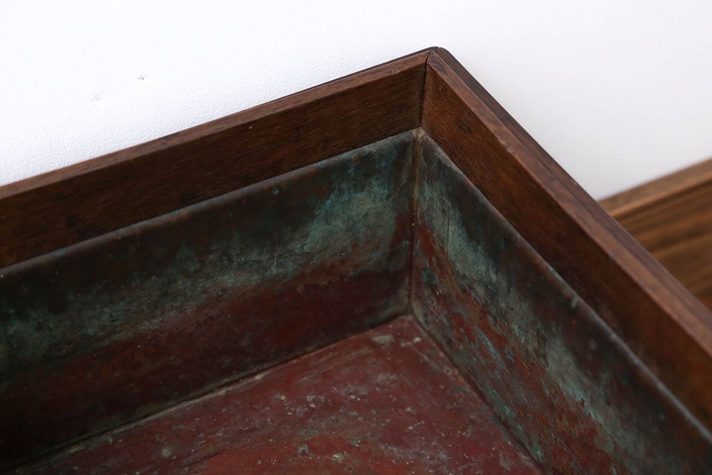 アンティーク雑貨　古民具・骨董　古い黒柿無垢材!角火鉢2個セット