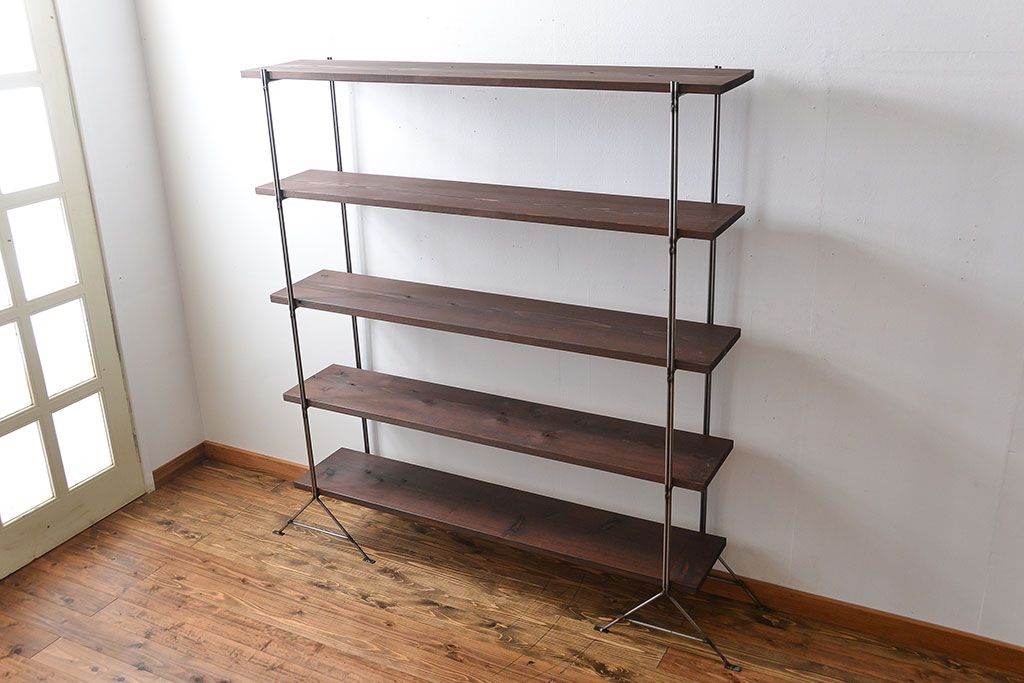 ラフジュ工房オリジナル アイアンの薄型飾り棚【中】(陳列棚、アイアンラック)