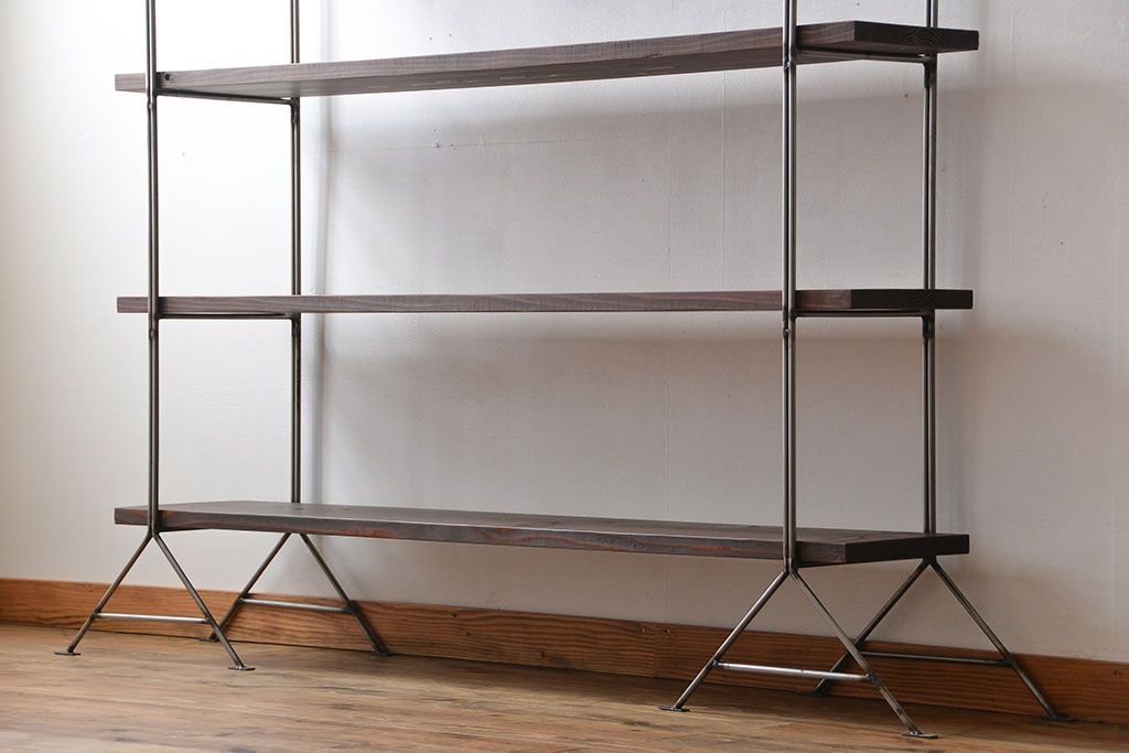 ラフジュ工房オリジナル アイアンの薄型飾り棚【中】(陳列棚、アイアンラック)