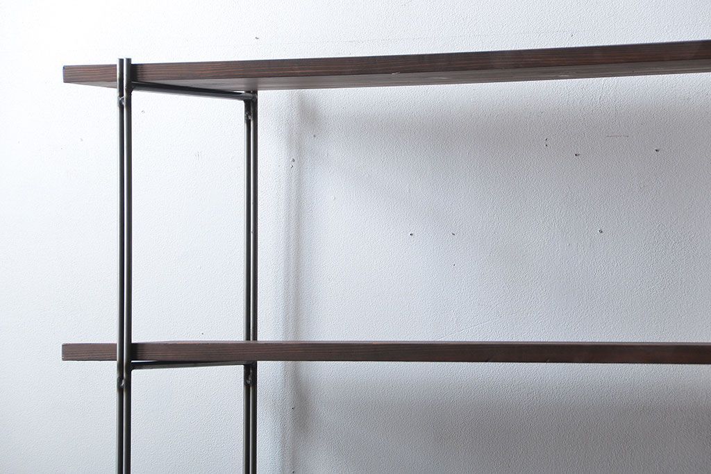 ラフジュ工房オリジナル アイアンの薄型飾り棚【中】(陳列棚、アイアンラック)