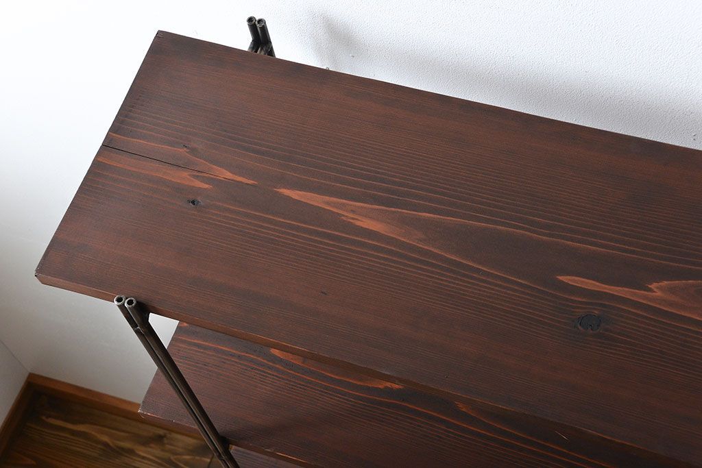 ラフジュ工房オリジナル アイアンの薄型飾り棚【中】(陳列棚、アイアンラック)