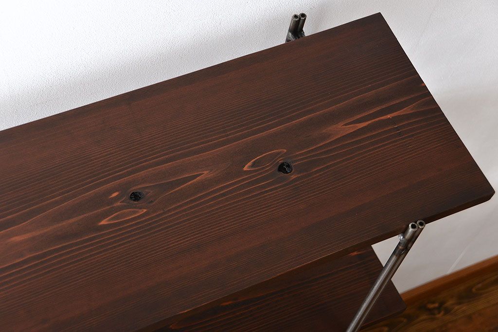 ラフジュ工房オリジナル アイアンの薄型飾り棚【中】(陳列棚、アイアンラック)